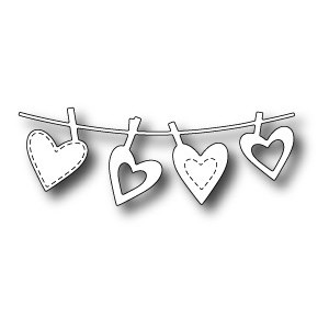 Poppystamps 1371 - Clothesline Hearts