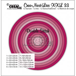 Crealies CLNestXXL33 - Double Stitch Circles 33