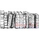 Deep Red Cling Stamp 3X405654 - Old Books Border