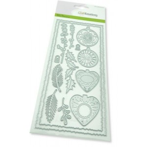 CraftEmotions 115633/1201 Slimline Deckle - Christmas Baubles