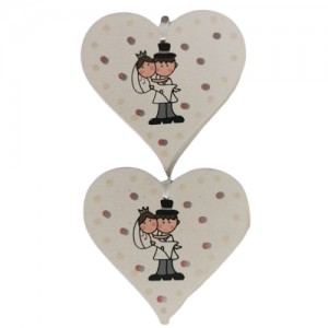 Rayher Hobby 56280000 Wooden Objects with Glitter - Happy Wedding