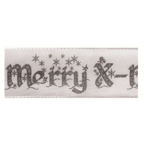 Текстилна панделка - Merry X-mas - 40 - 601